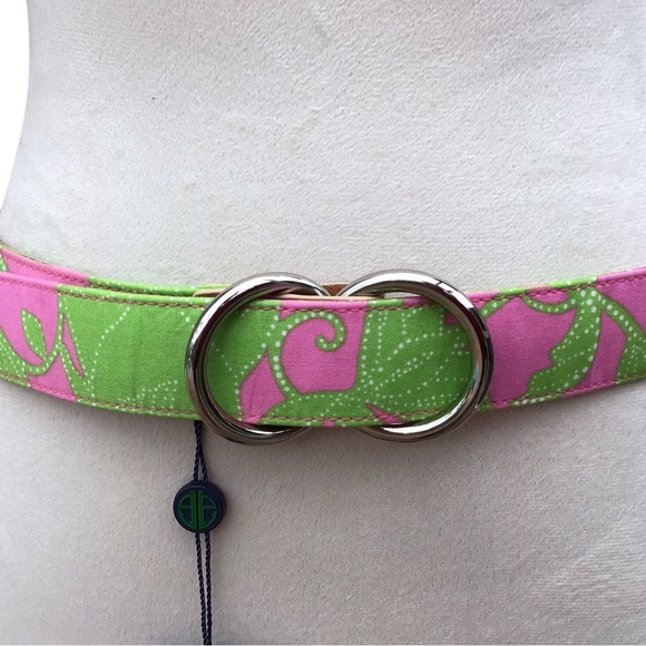 Lilly Pulitzer Hibiscus Pink Men’s O- Ring Belt Size Small - Picture 4 of 6